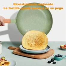 1 pieza Sartén de 24 cm con Revestimiento de Piedra Multifuncional Antiadherente: Ideal para Freír, Cocinar al Vapor y Saltear, Compatible con Placas de Inducción | Elemento Esencial Estiloso para Cocineros del Hogar - Verde - Ver 4