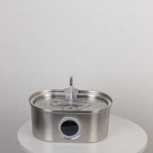 1入組3.2l/108盎司貓咪水泉,不銹鋼自動寵物飲水碗,配備水位窗口,超靜音泵送水給貓狗,喝水器貓餵食用具 - 灰色 - 查看 2