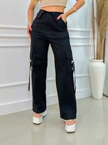Women Pants - 黑色 - 查看 3