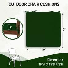 Downluxe Outdoor Chair Cushions For Patio Furniture, Waterproof Square Corner Memory Foam Patio Chair Cushion With Adjustable Ties And Portable Handle, 19" X 19" X 3" - 森林綠 - 查看 6