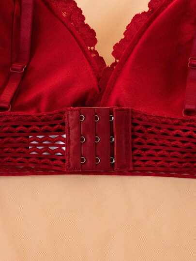 Set: Kanten Wireless Gather Push Up BH Slipje Underwear Set, Lingerie view 5