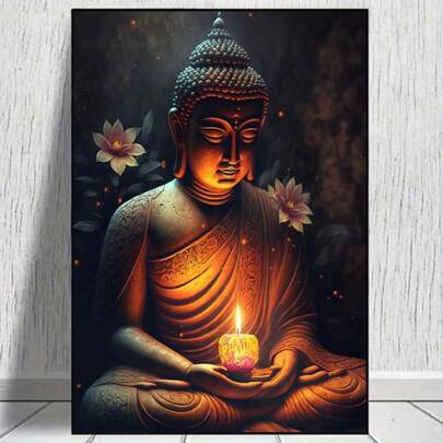 1pc Canvas Wall Art Buddha Poster Zen Religion Meditation Buddhism Aesthetics Wall Art Room Decor Meditation Room Yoga Room Wall Decoration No Frame Gifts Birthday Graduation