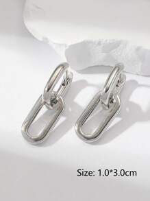 2pcs Geometric Double-Ring Dual-Use Earrings, Suitable For Women As Daily, Date, Party Gift - Silver - View 5