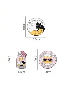 3 件可爱猫狗珐琅别针定制卡哇伊多猫家居胸针翻领徽章卡通动物珠宝礼物送给朋友 - 彩色 - 查看 7