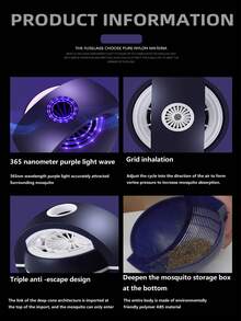Usb-Powered Purple Light Mosquito Killer Lamp, Desktop Style, Bedroom Use - Royal Blue - View 5