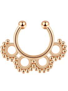 1個女士假鼻環，非穿刺假鼻夾馬蹄鐲鼻環，銀黑金色鱗片鼻環，鼻環飾品 - 彩色 - 查看 26