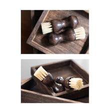 1pc Men's Mustache Brush, Home Beard Brush, Foam Cleaning Brush For Shoes, Details, Keyboards, Corners, Mini Chess Piece Shaped Beechwood Bristle Brush, Gourd Brush, Dual Color Available, Oil & Polish, Multi-Functional Shoe Brush