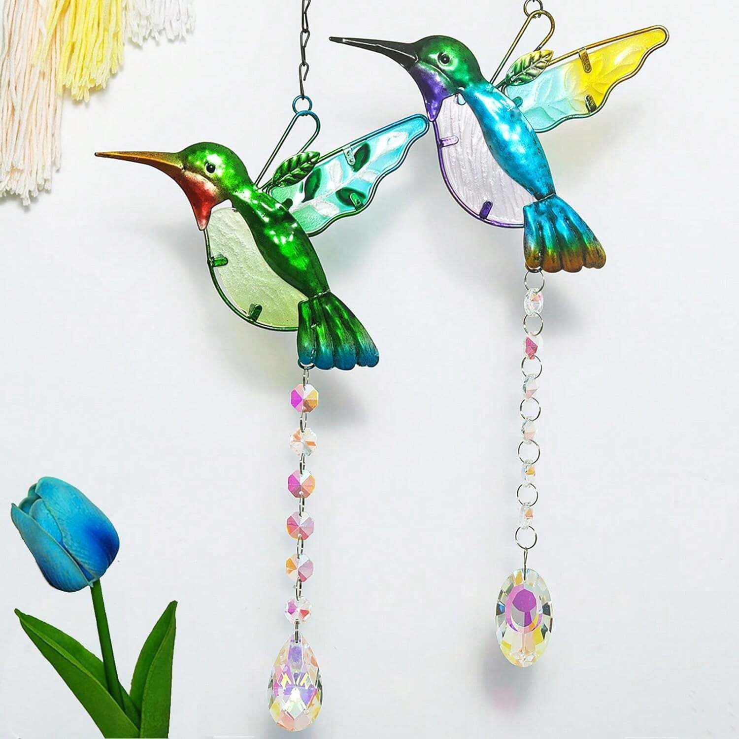 2PCS Hummingbird Suncatchers, Crystal Sun Catcher, Rainbow Maker