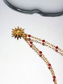 Uworld 1個18k鍍金時尚個性化太陽形天然石項鍊,適合女性日常佩戴 - 彩色 - 查看 6