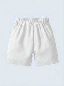 嬰兒男童純色休閒短褲,適合日常穿着、假期、旅行、學校、夏季