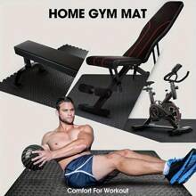 8 chiếc/16 chiếc Thảm tập thể dục cao su chống thấm nước Eva Interlocking: Có thể giặt được, thời trang, lý tưởng cho phòng tập thể dục tại phòng khách và phụ kiện phòng tập thể hình - màu đen - Xem 5