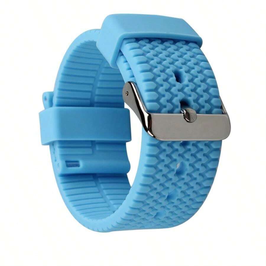 1pc Men's Sky Blue Soft Durable Quick Easy Fit Smooth Sport Waterproof High Tensile Silicone Rubber Watch Brand Strap With Top Quality Stainless Steel Buckle 18mm /  20mm / 22mm /24mm Compatible With Huawei Samsung Smart Watch - Sky Blue - View 1