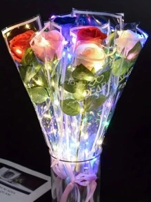 Creative Valentine's Day Gift: Glow In The Dark Artificial Rose Bouquet For Home Decoration And Romantic Atmosphere - Red - View 4