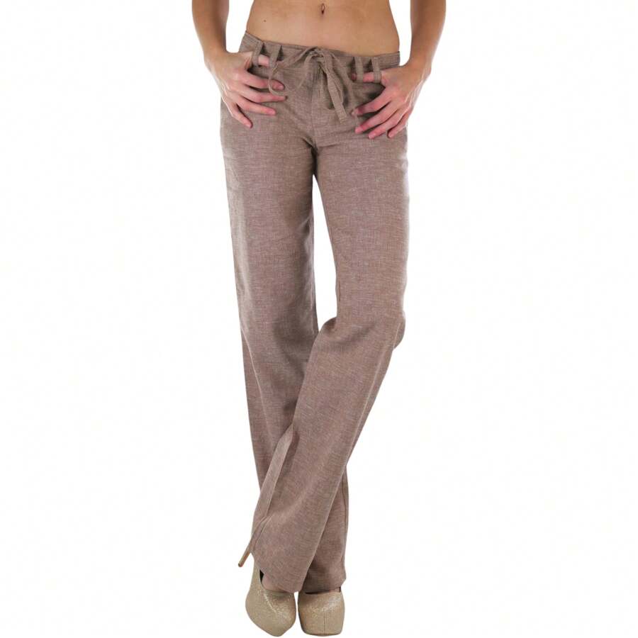 ToBeInStyle Women's Linen Boot Cut Dress Pants - Thạch Thạch - Mocha - Xem 1