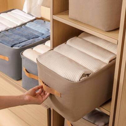Brown 1Pc Collapsible Clothing Organizer Closet Clothes Pants Storage Organizer Closet Organizer Drawer Organizer Toy Storage Box