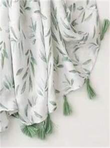 1件 2024 优雅树叶图案休闲女士春夏手工流苏雪纺围巾、头巾、披肩、围巾、沙滩巾、礼品 - 彩色 - 查看 5