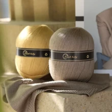 150 克纯色丝线柔软纱线，适用于钩编、针织 T 恤、披肩、围巾、配饰和手工艺品 - 02淺米色 - 查看 5