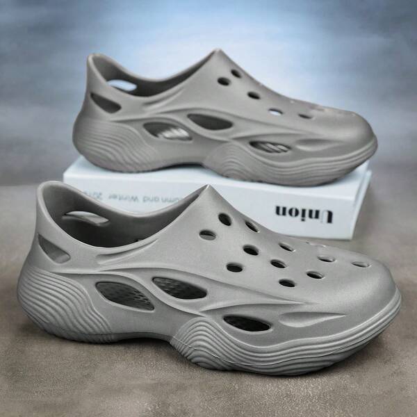 Men's Slip-On Slippers, Thick Sole, Solid Color, Comfortable, Soft, Elastic, Plus Size, Summer