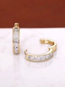 1 Pair Girls Fashion Cubic Zirconia Hoop Earrings For Daily Decoration For Party Jewelry Birthday Gift
