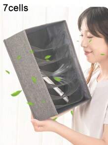 1 件装内衣收纳盒家用抽屉隔板神器衣柜隔间内衣袜子文胸三合一分类盒可折叠袜子内衣收纳盒 - 布艺衣柜梳妆台抽屉整理器，用于内衣、内裤、袜子、三角裤和领带 - 让您的衣服井井有条和隐藏卧室配件 - 灰色 - 查看 7