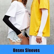 1入夏季防曬防汗臂套：高彈性冰絲,耐用聚酰胺編織,純色 - 終極舒適涼爽,適合海灘、跑步、騎車、釣魚等活動! - 黑色 - 查看 2