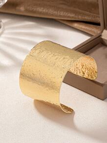 1pc Fashionable, Exquisite And Atmospherical Classic Linen Dot Pattern European Style Open Cuff Bracelet - Gold - View 2