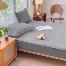 1 件 3 层绗缝床垫套，温暖舒适的床垫，时尚纯色 - 深灰色 - 查看 9