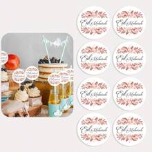 36 Piezas Pegatinas De Envoltorio De Regalo Mubarak Con Flores Y Hojas Verdes - Multicolor - Ver 1