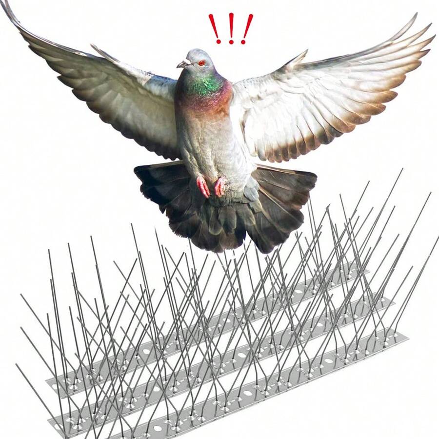 10包鳥釘不銹鋼防鴿器總長3.3m / 10.83ft防鳥驅逐劑抗攀爬安全牆圍欄,遠離屋頂窗台騷擾器,驅趕烏鴉遠離,適用於門廊