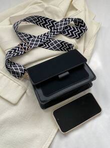 1 Piece Minimalist Retro Mini Square Bag Wide Strap Adjustable Flap Opening Crossbody Bag For Women's Daily Casual Use