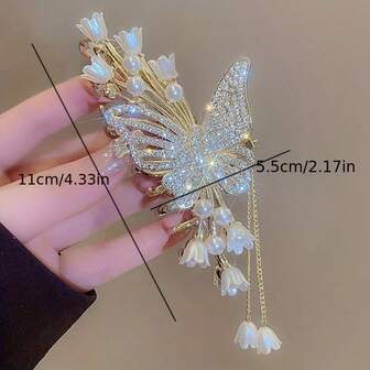 1pc Girl's Cool Flower Butterfly Rhinestone Faux Pearl Tassel Large Hair Clip, Zinc Alloy Fairy Girl's Hair Accessories, Ideal Choice For Gifts Accessories, Hair Accessories For Women, Fall, Travel, Hair Tools, Accessories Women, Hair Stuff, Fall, Hair Accessories Women, Hair Tools, Hair Stuff, Stuff, Beauty Accessories, Gifts, Travel, Gifts For Women, Hair Stuff, Stocking Stuffers,Stocking Stuffers,Stocking Fillers,Stocking Stuffers For Women,Stocking Fillers Women,Christmas Gifts,Gifts,Christmas Stocking Fillers,Gifts For Women,Gift,Christmas Gift,Stocking Stuffers For Adults,Stocking Fillers For Adult,Hair Stuff,Women's Accessories,Stocking Stuffer,Coming-Of-Age Hair Accessory,Christmas Hair Accessories,Gift Ideas For Women,Beauty Stocking Fillers,Christmas Gifts For Women
