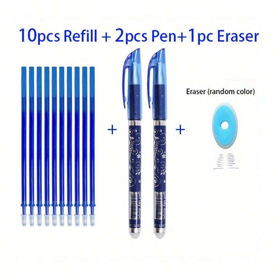 13pcs/Set Erasable Pen Refill Eraser Gel Pens 0.5mm Blue/Black Ink Pen