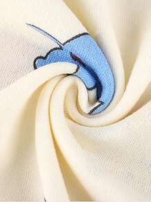 [PONX] Bộ đồ ngủ mùa hè thân thiện với da, thời trang, in hình hoạt hình, cổ Peter Pan, tay ngắn và quần short - Màu be - Xem 2