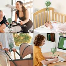 Momcozy Portable Stroller Fan, 27H Ultra-Long Battery Life, Detachable 4 Speed 360°Rotate - 綠色 - 查看 7