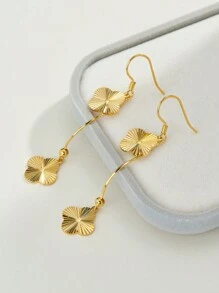 1Pair Sparkling 925 Silver Layered Four Leaf Clover 18K Gold Plated Dangle Earrings,Gifts For Mother's Day,Perfect For Women Daily Wear