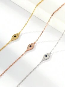 1 Stück S925 Sterling Silber Bösen Auges Design Armband Mit Mikro-eingestellten Kubikzirkonia, Ins Stil, Perfektes Geschenk Für Mutter, Freundin An Geburtstag, Hochzeit Oder Täglichen Gebrauch