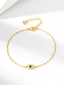 1 Stück S925 Sterling Silber Bösen Auges Design Armband Mit Mikro-eingestellten Kubikzirkonia, Ins Stil, Perfektes Geschenk Für Mutter, Freundin An Geburtstag, Hochzeit Oder Täglichen Gebrauch