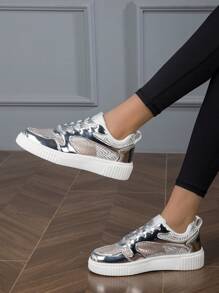 New Spring-Summer Arrival Metallic Silver Perforated Breathable Sneakers For Women