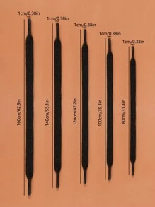 2 双扁平鞋带，5/16 英寸宽鞋带，适用于运动跑步运动鞋靴带 - 黑色 - 查看 2