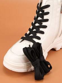 2 双扁平鞋带，5/16 英寸宽鞋带，适用于运动跑步运动鞋靴带 - 黑色 - 查看 1