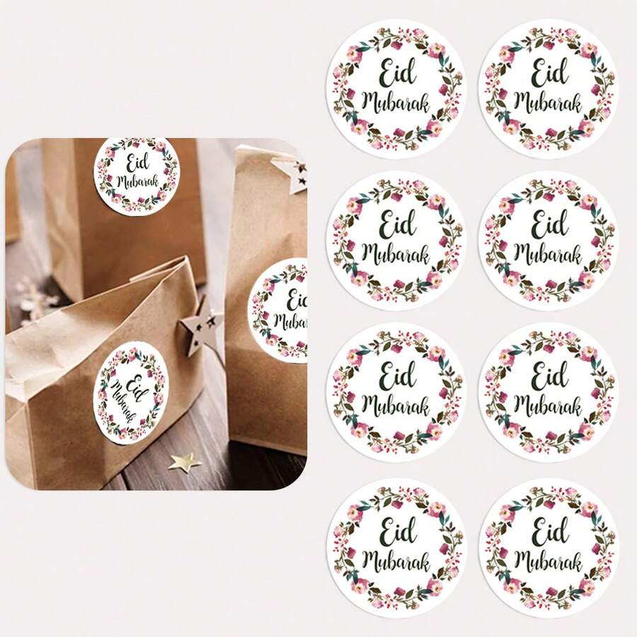 36入組花和葉子穆禮品包裝貼紙 - 彩色 - 查看 1