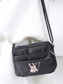 Bolso De Hombro Para Mujer Con Patrón De Letras, Elegante Y Conveniente Para Actividades Al Aire Libre Bolso De Teléfono Bolso Mensajero Bolsa De Varias Capas Monedero Para Mujer Útiles Escolares Para La Habitación De Residencia Universitaria Bolsa Vintage Estilo Bandolera Correa Geométrica Bolso Cruzado En El Pecho Para Mujeres Regalo