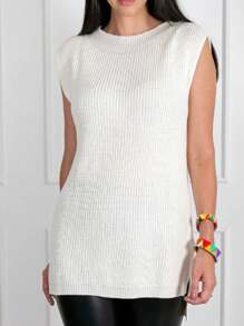 Women Sweater Vests - 白色 - 查看 2