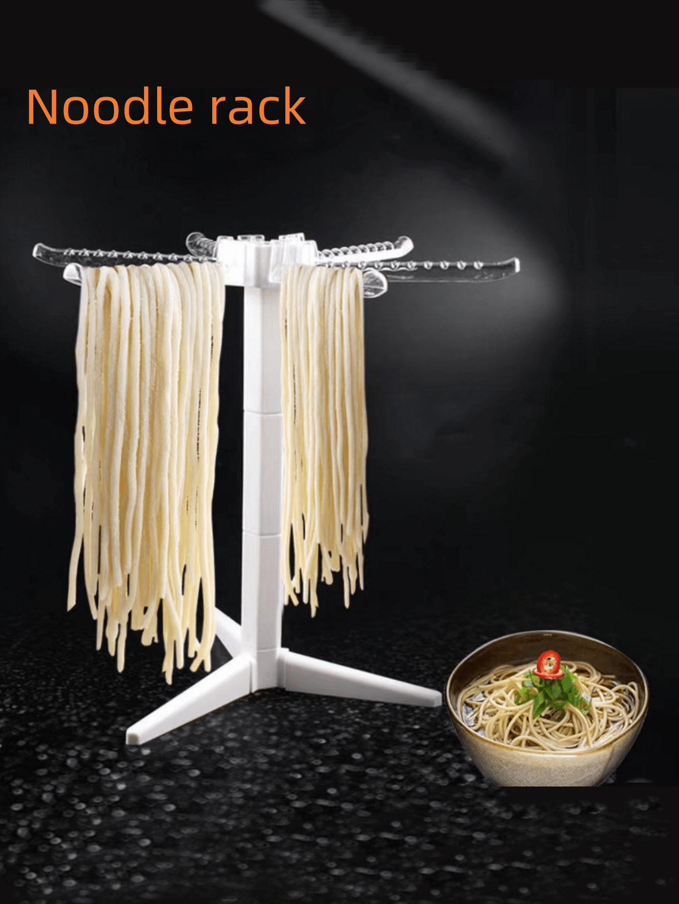 Stendino Pasta Pieghevole - Supporto Asciugatura Tagliatelle Con 16 Aste, Acciaio Inox E ABS