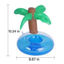 1pc Inflatable Coconut Tree Shaped Beverage Cup Holder Float For Water Fun Pool Accessories, Beach Essentials, Beach Accessories - Blue - View 5