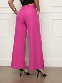 Women Pants - 玫紅色 - 查看 5