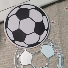 1/2/5入金屬足球造型切割模,diy 手工膠卡相片剪貼音符,可重複使用碳鋼材質,適用於製作賀卡 - 銀色 - 查看 5