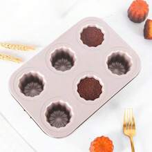 1pc Golden Non-Stick Carbon Steel Madeleine Cake Mold, Single Cup / 4-Cup / 6-Cup Options, Oven Baking Mould