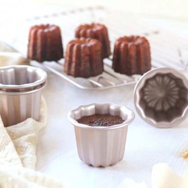 1pc Golden Non-Stick Carbon Steel Madeleine Cake Mold, Single Cup / 4-Cup / 6-Cup Options, Oven Baking Mould