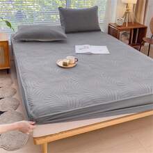 1 件 3 层绗缝床垫套，温暖舒适的床垫，时尚纯色 - 深灰色 - 查看 1